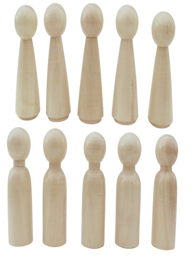 GIFT EQUALS LOVE Wooden Peg Doll (Big 8.5 cm) Natural Handcrafted People Bodies Angel Dolls for DIY Craft 10 Pcs (5 Male & 5 Female) with a Storage Bag (Natural 10 Pcs) - Image 1